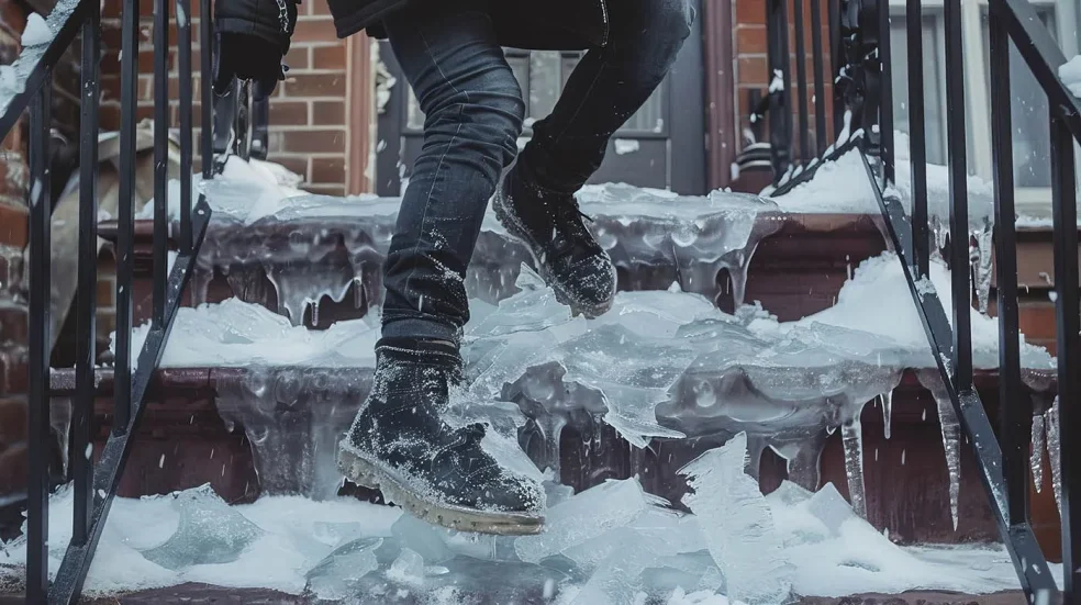icy steps slip and fall