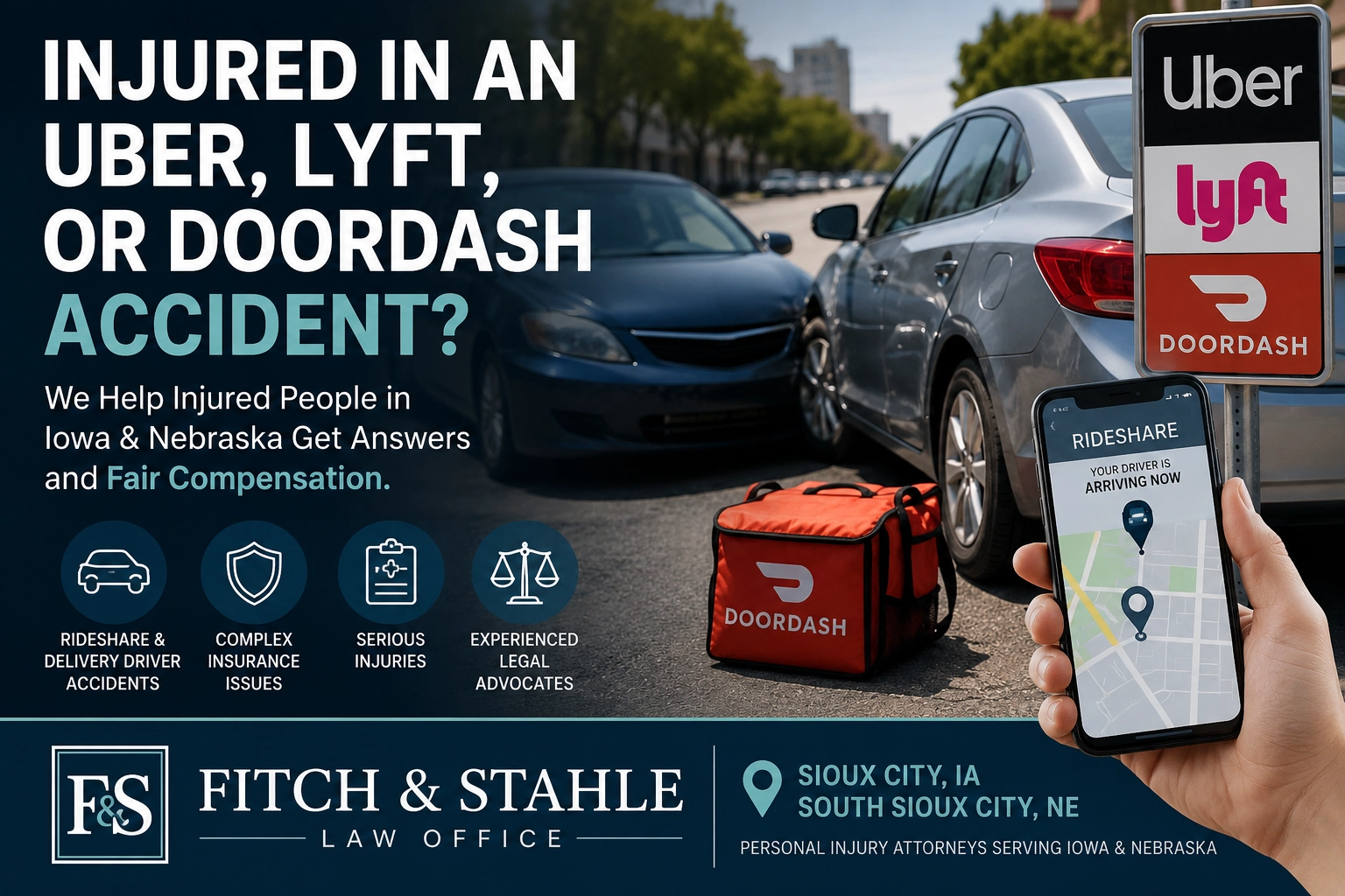 Featured image for “Summer Uber, Lyft, and DoorDash Accidents in Iowa and Nebraska: Who May Be Responsible?”