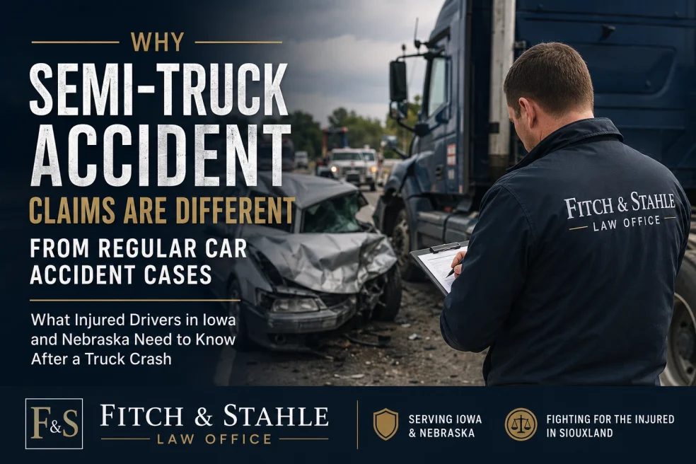 Semi-truck accident lawyer in Iowa and Nebraska helping injured drivers after a serious truck crash